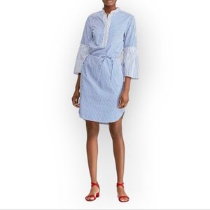 Lauren Ralph Lauren Women's Size 12 Striped Cotton Shirt Dress White Blue